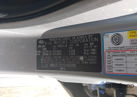 2005 Kia Sportage Ex V6/Lx V6 from USA, damaged, VIN KNDJE723757063391